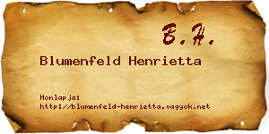 Blumenfeld Henrietta névjegykártya